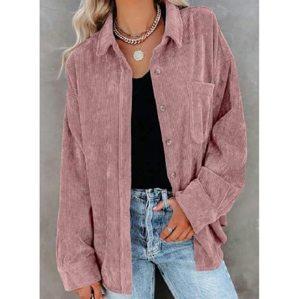 Corduroy Shacket Jacket Plus Size Button Down Lon… - image 5